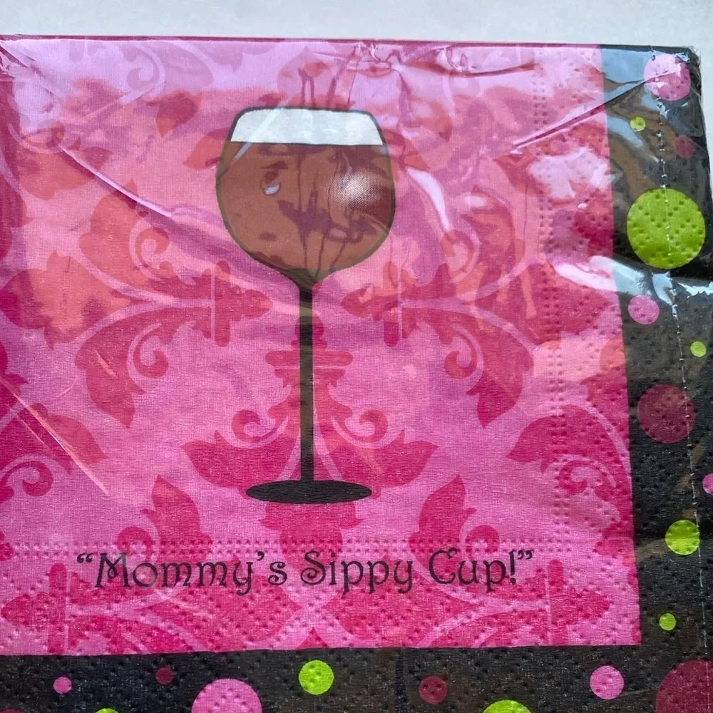 “Mommy’s Sippy Cup” Wine Party Cocktail Napkins